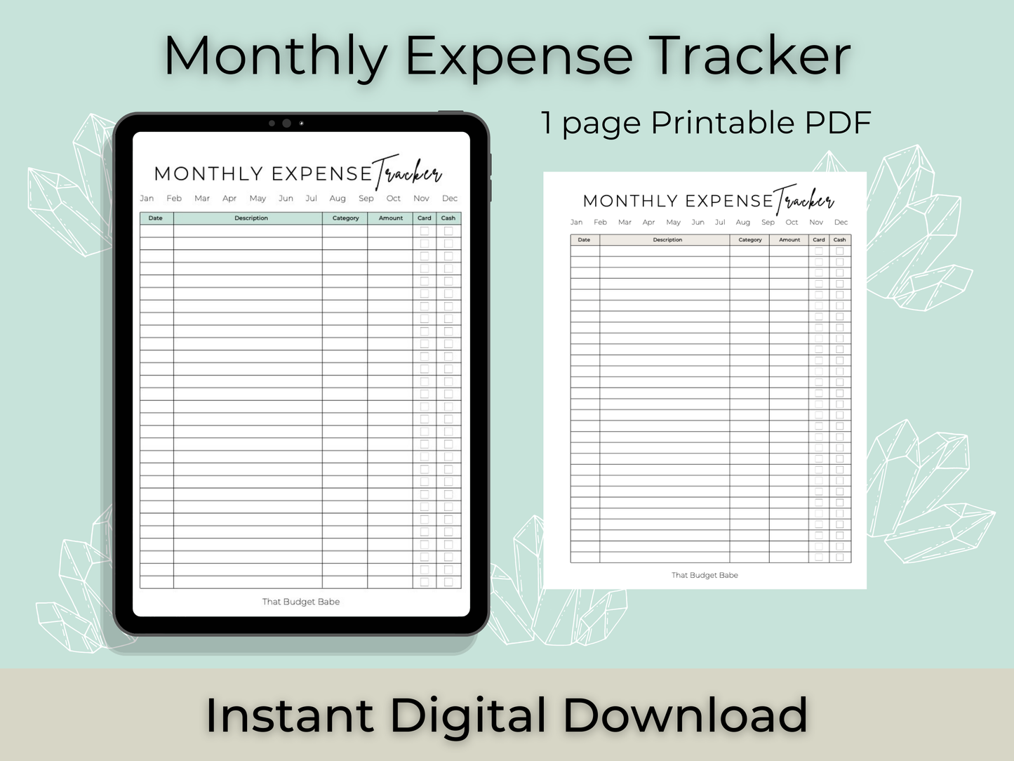 Monthly Expense Tracker | Instant PDF Download