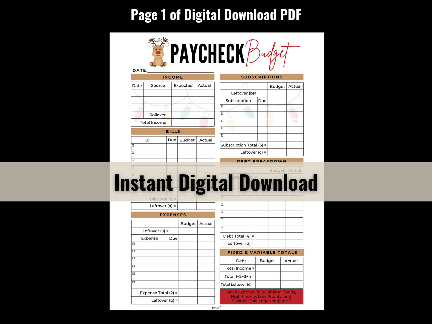 12 Month Paycheck Budget Bundle | Instant PDF Download