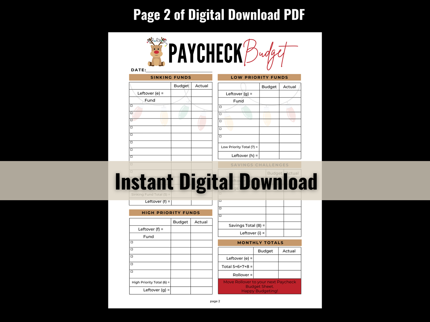 12 Month Paycheck Budget Bundle | Instant PDF Download