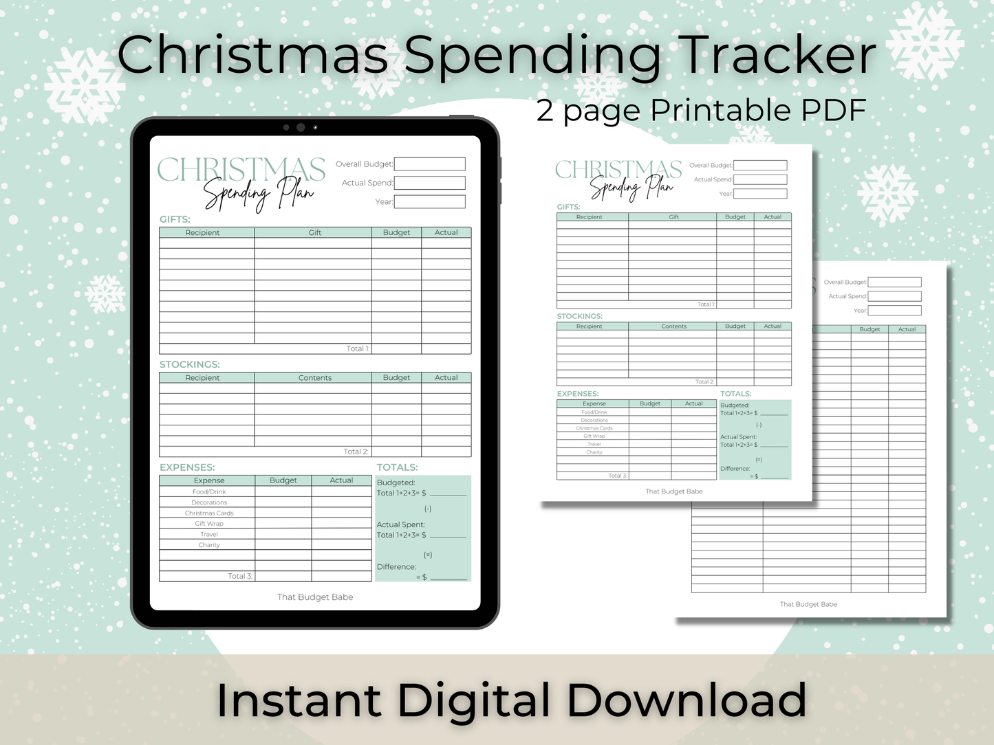 Christmas Spending Tracker | Instant PDF Download