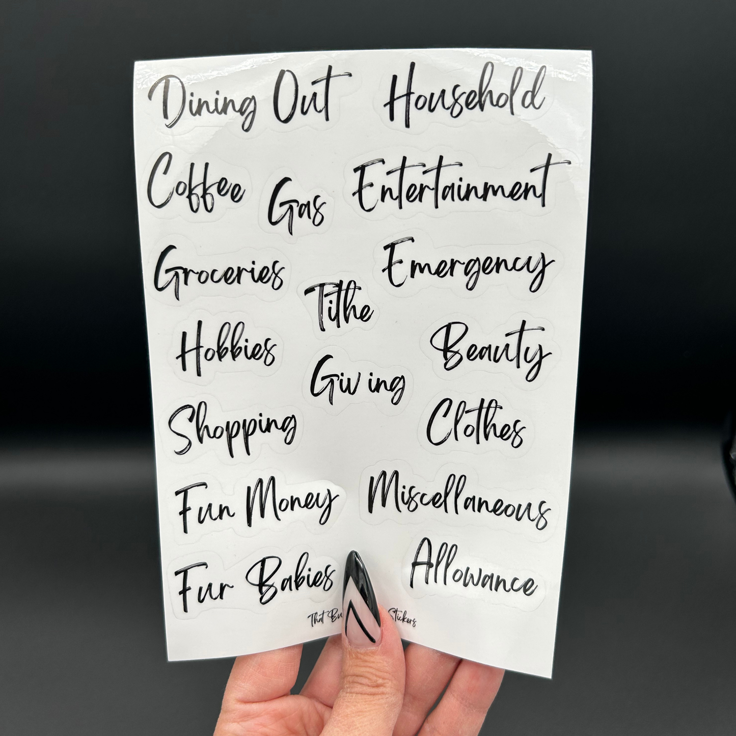 Black A6 Cash Binder | 6 Frosted Envelopes | Sticker Labels