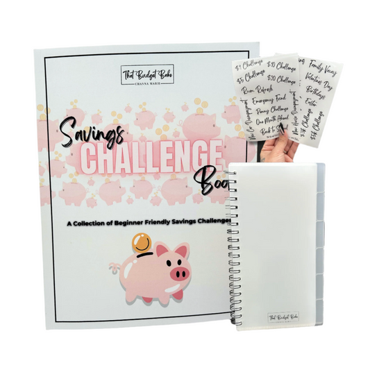 Savings Challenge Bundle - Savings Challenge Book | Cash Envelope Book | 2 Page Stickers