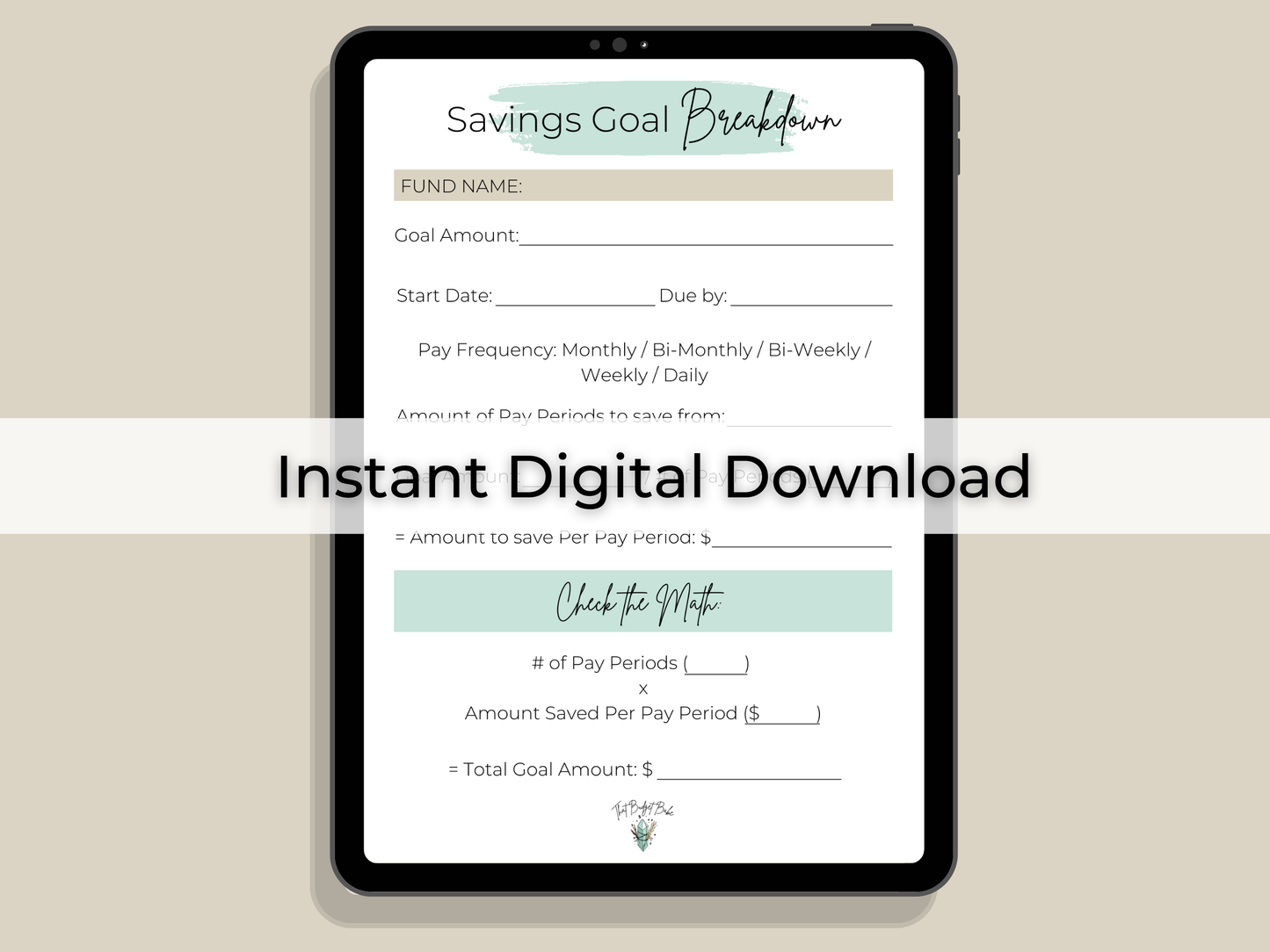 Savings Goal Template | Instant PDF Download