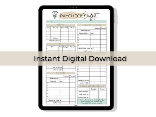 12 Month Paycheck Budget Bundle | Instant PDF Download
