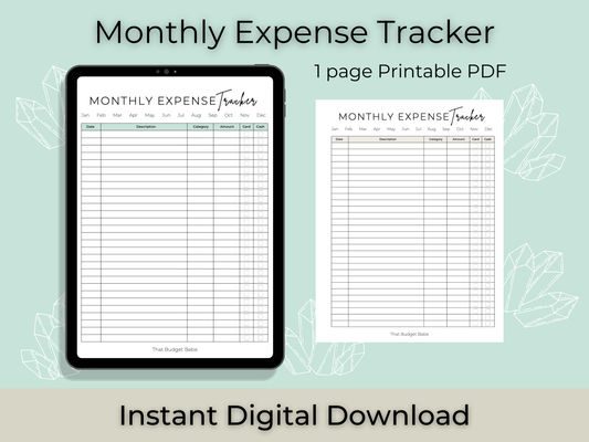 Monthly Expense Tracker | Instant PDF Download