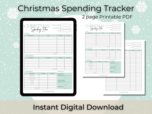Christmas Spending Tracker | Instant PDF Download