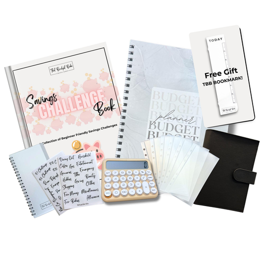 The ULTIMATE Budget Bundle - TBB Undated Budget Planner | Savings Challenge Book | Cash Stuffing Binder | Planner Stickers | FREE Snap In Bookmark